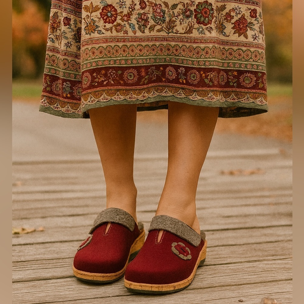 Fidelio Softline Women's Woolfelt Adriane Mule - Bordo
